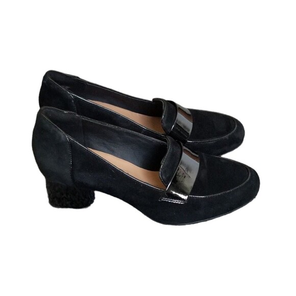 Clarks Un Cosmo Way Black Suede Block Heel Loafer Womens Size 7 READ - Picture 6 of 11